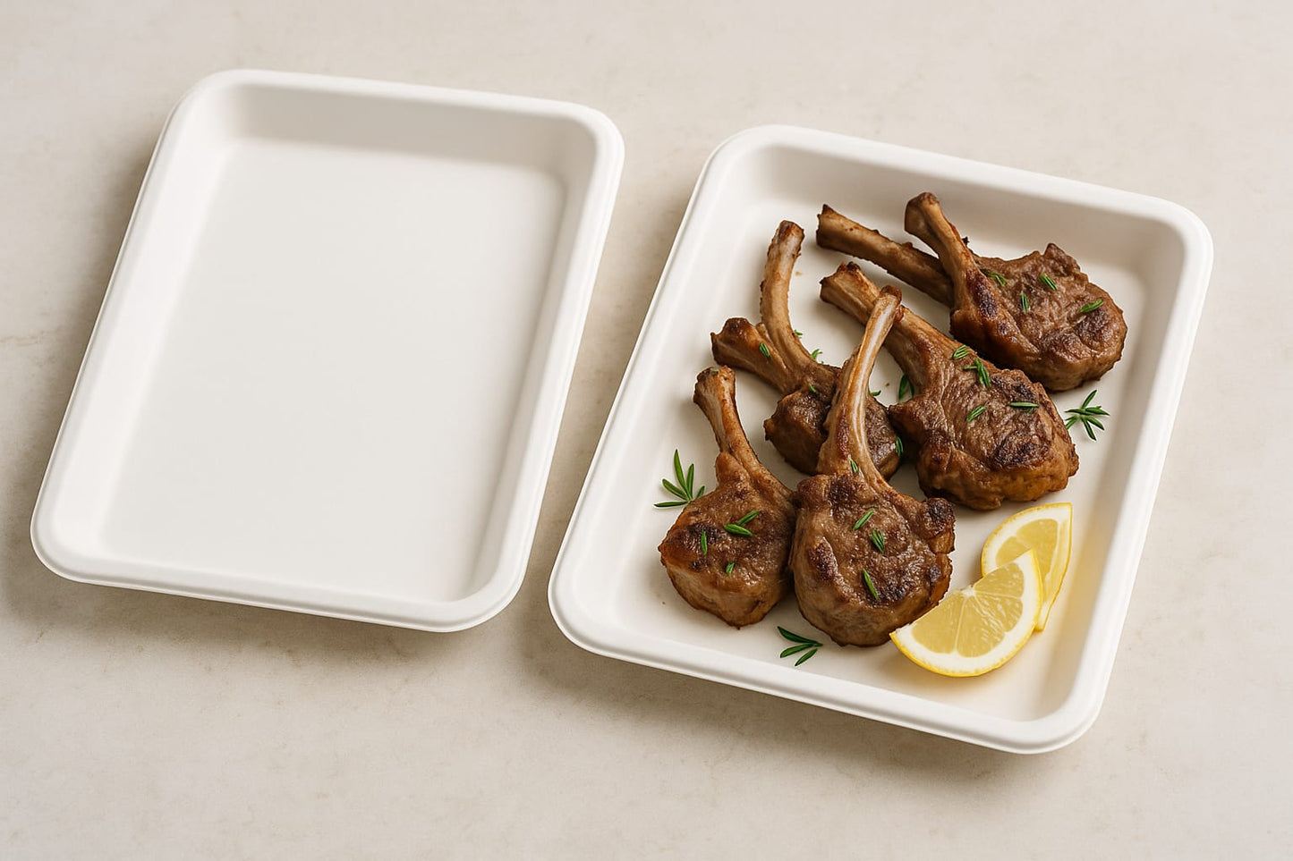 Bagasse Trays 8"x 6"x 1" Pack of 500 - Compostable Eco Packaging